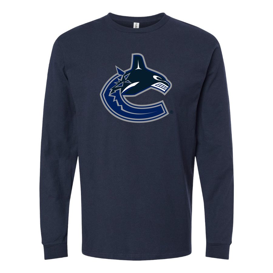 Men's Vancouver Canucks Long sleeves Cotton Blend T-Shirt - Navy