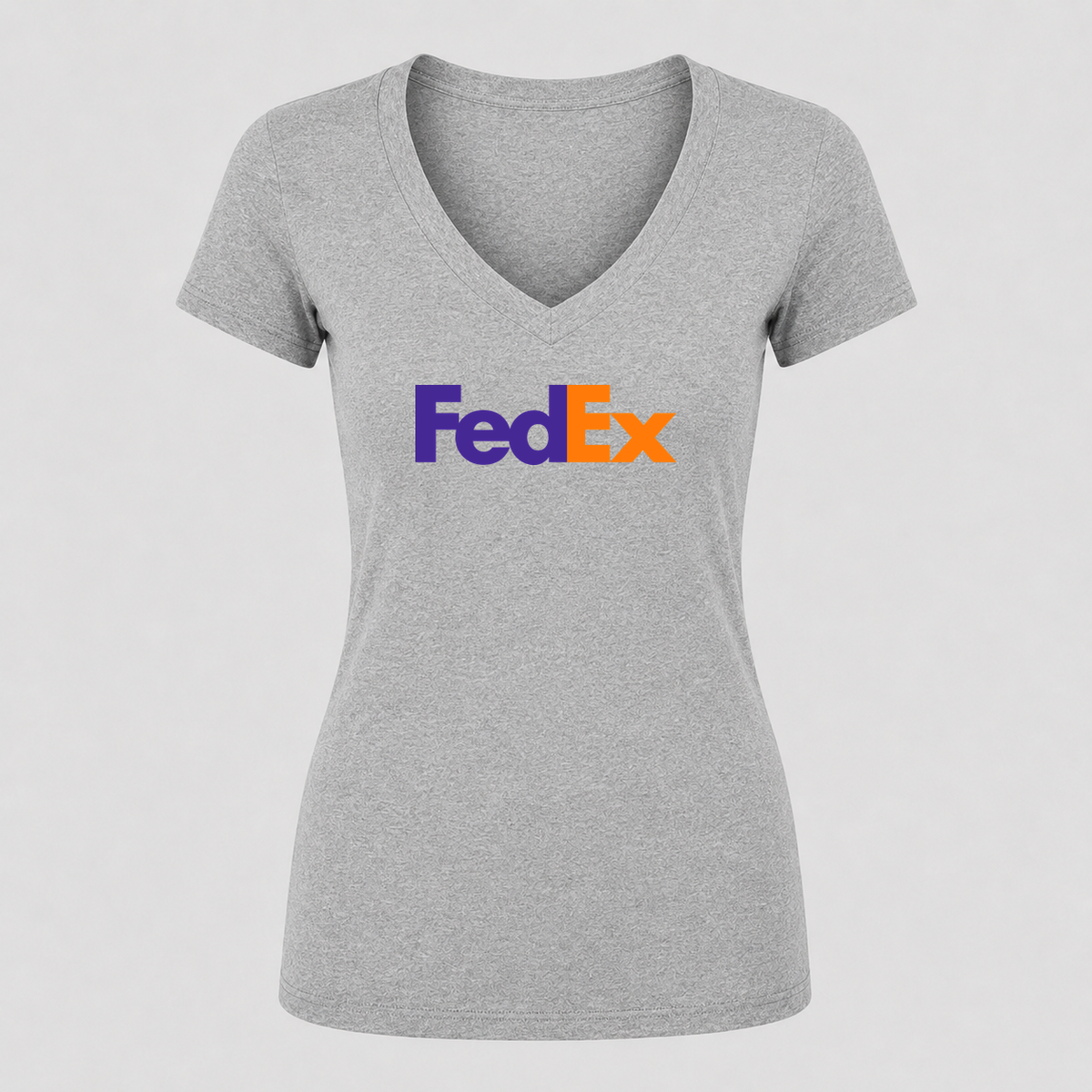 Women's FedEx V Neck T-Shirt in gray