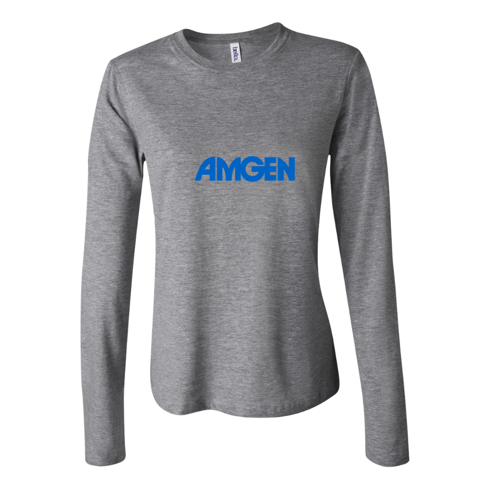 Women's Amgen Logo 500x281 min Long Sleeve T-Shirt - Gray