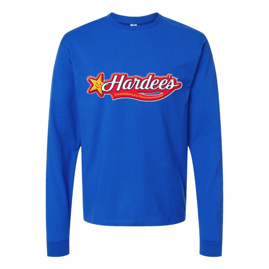 Men's Hardees-Logo-2006 Long sleeves Cotton Blend T-Shirt - Blue