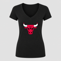 Women's Chicago Bulls V Neck T-Shirt in black