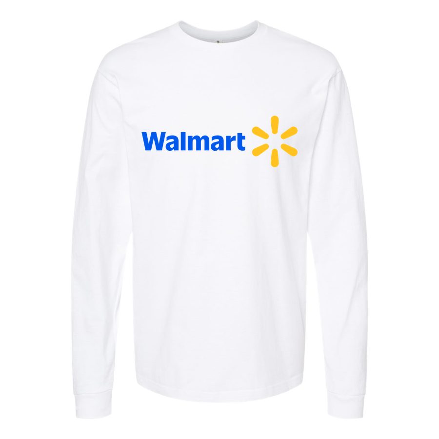 Men's Walmart-Logo-1536x864 Long sleeves Cotton Blend T-Shirt - White