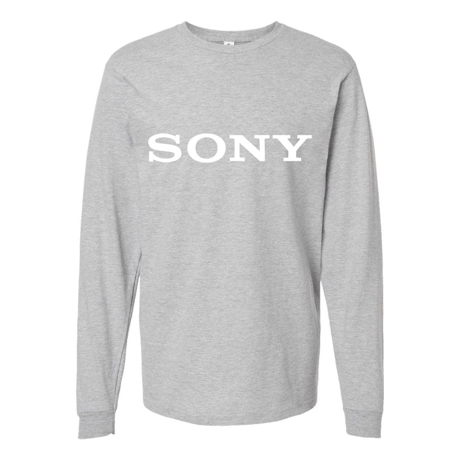 Men's Sony White Logo Long sleeves Cotton Blend T-Shirt - Gray