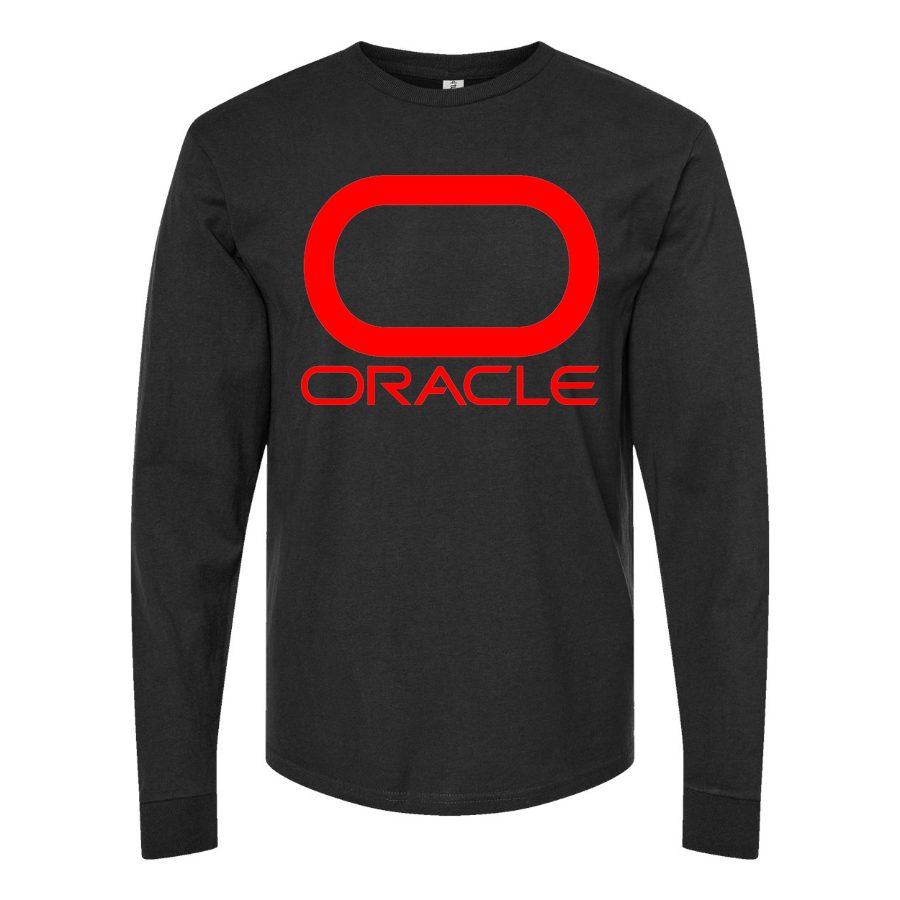 Men's Oracle Logo Long sleeves Cotton Blend T-Shirt - Black