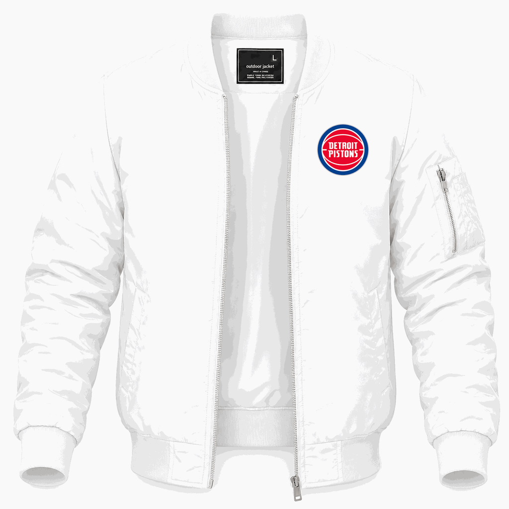 Men's Detroit Pistons Lightweight Bomber Jacket - White