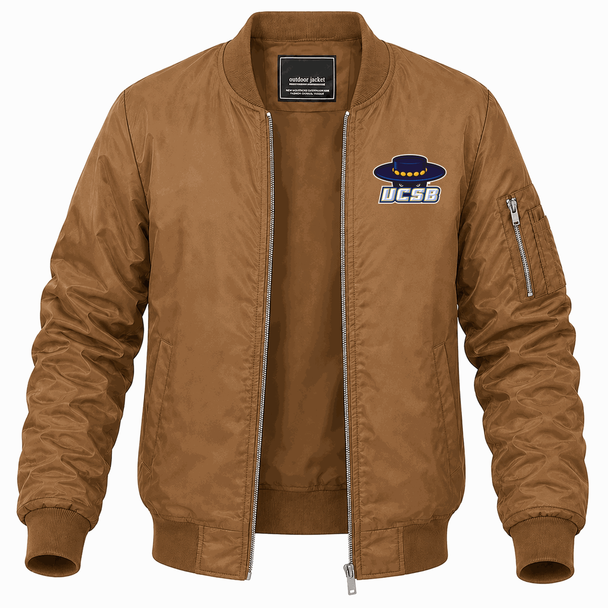 Men's UCSB Gauchos Logo Lightweight Bomber Jacket - Brown