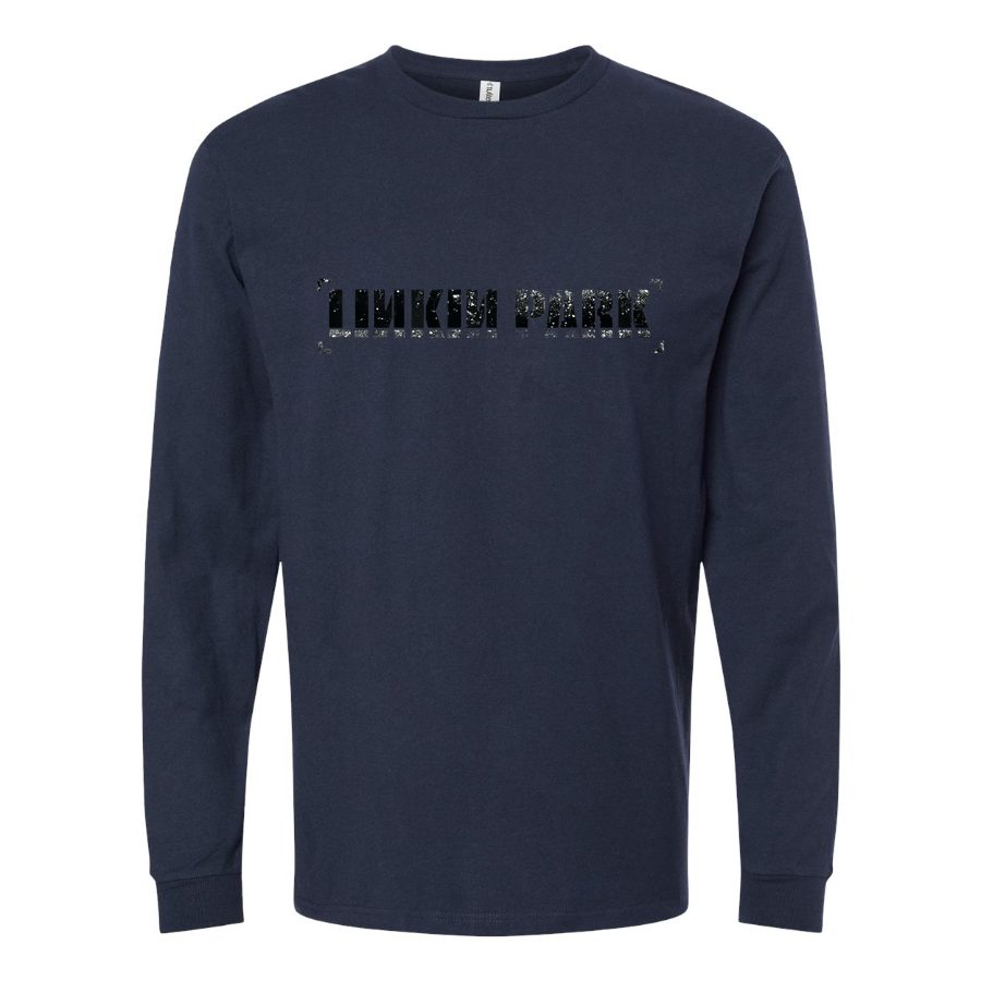 Men's Linkin-Park-Logo-768x432 Long sleeves Cotton Blend T-Shirt - Navy