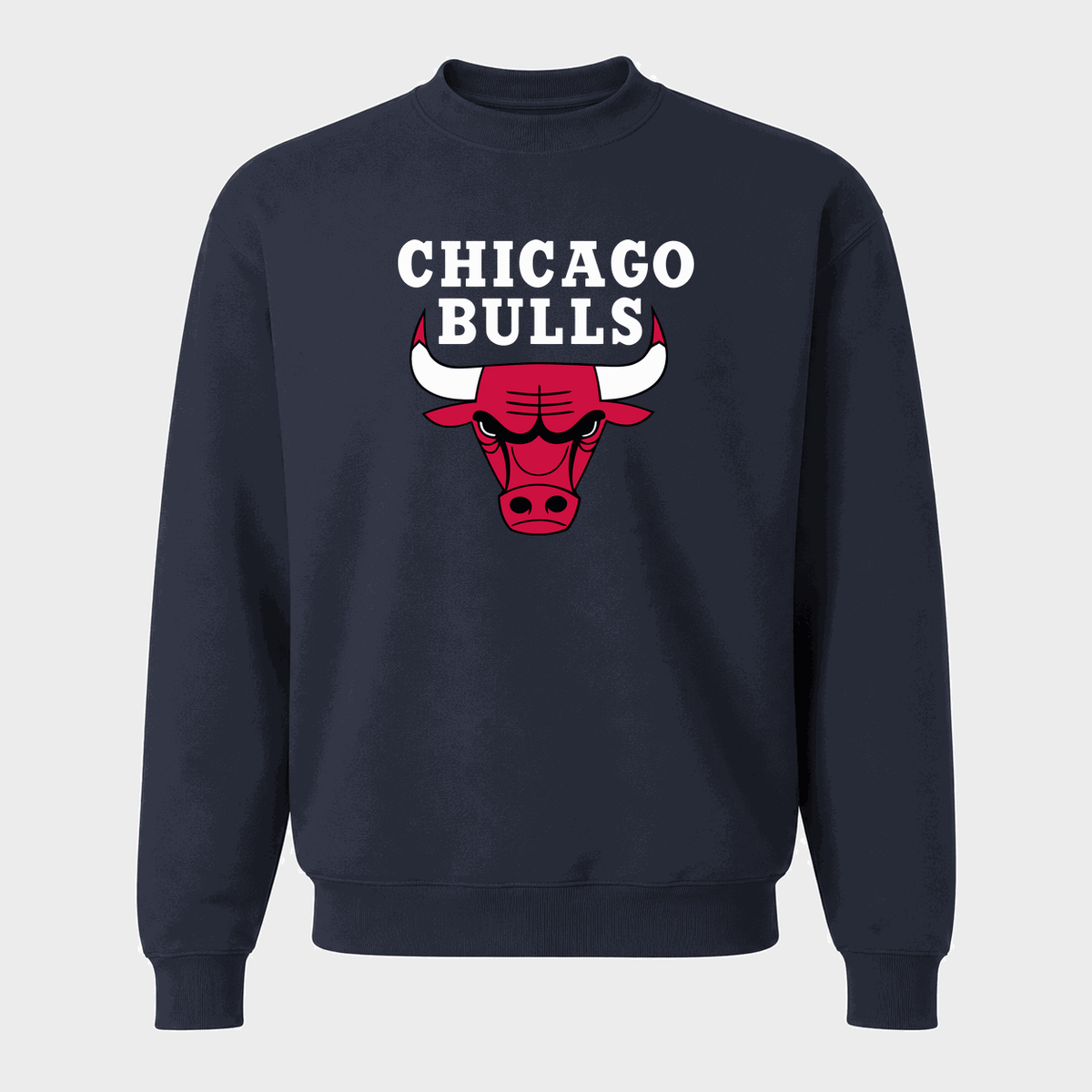 Men's Chicago Bulls White Logo Crewneck Sweatshirt - Navy