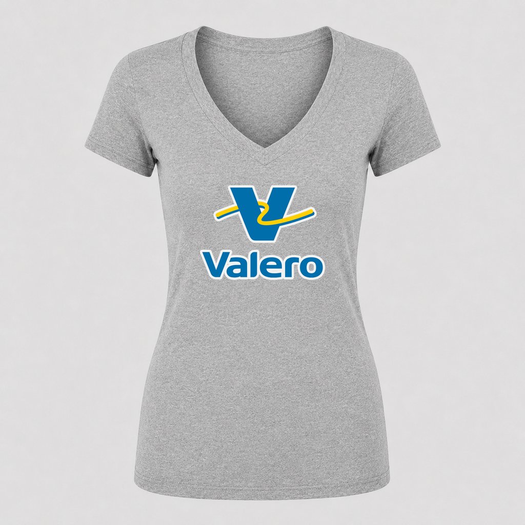 Women's Valero Gas Station V Neck T-Shirt in gray