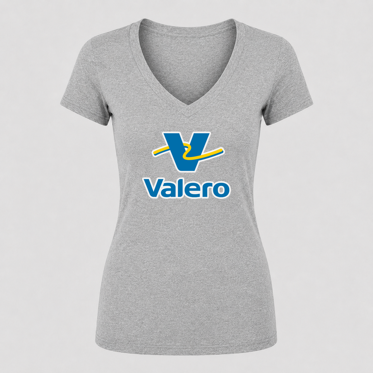 Women's Valero Gas Station V Neck T-Shirt in gray