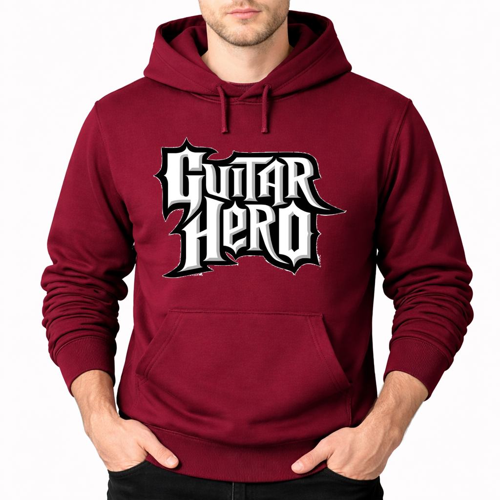 Men's Guitar Hero Pullover Hoodie - Burgundy