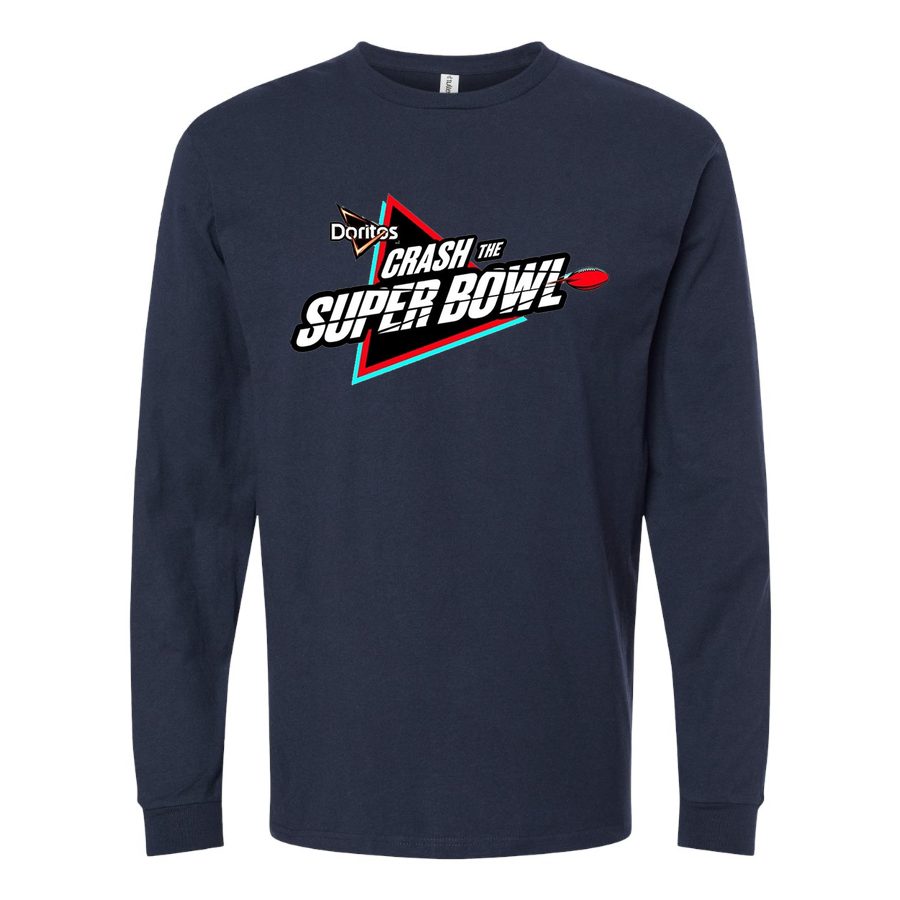 Men's Crash-the-Super-Bowl-Logo Long sleeves Cotton Blend T-Shirt - Navy
