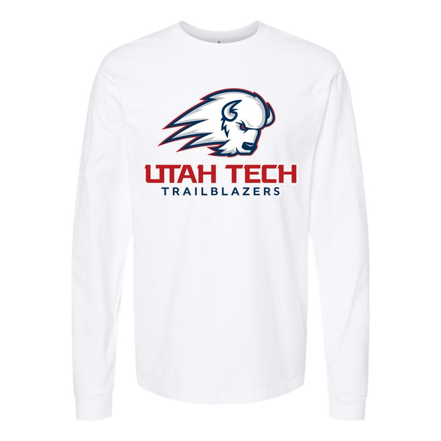 Men's Utah Tech Trailblazers Logo Long sleeves Cotton Blend T-Shirt - White