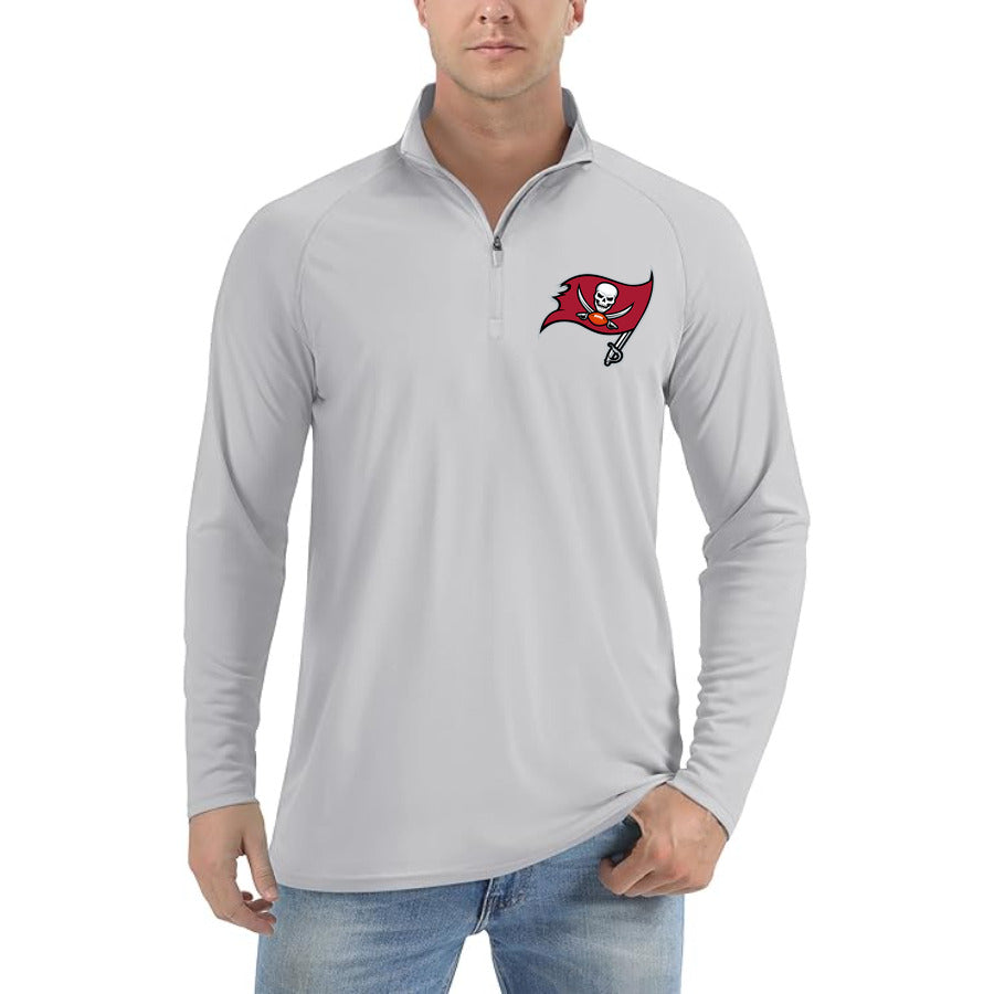 Tampa Bay Buccaneers quarter-zip athletic shirt in Light Gray