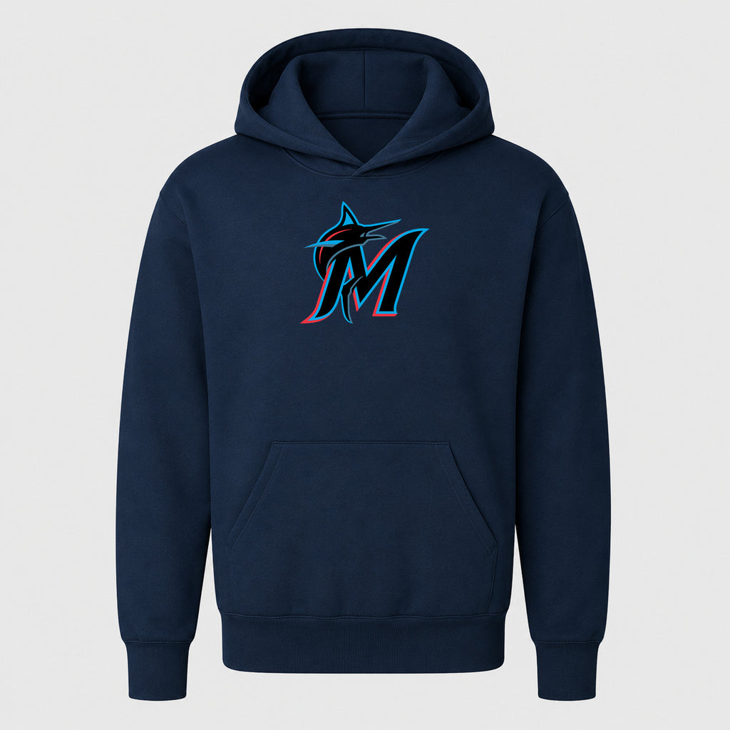 Youth Miami Marlins Pullover Hoodie - Navy