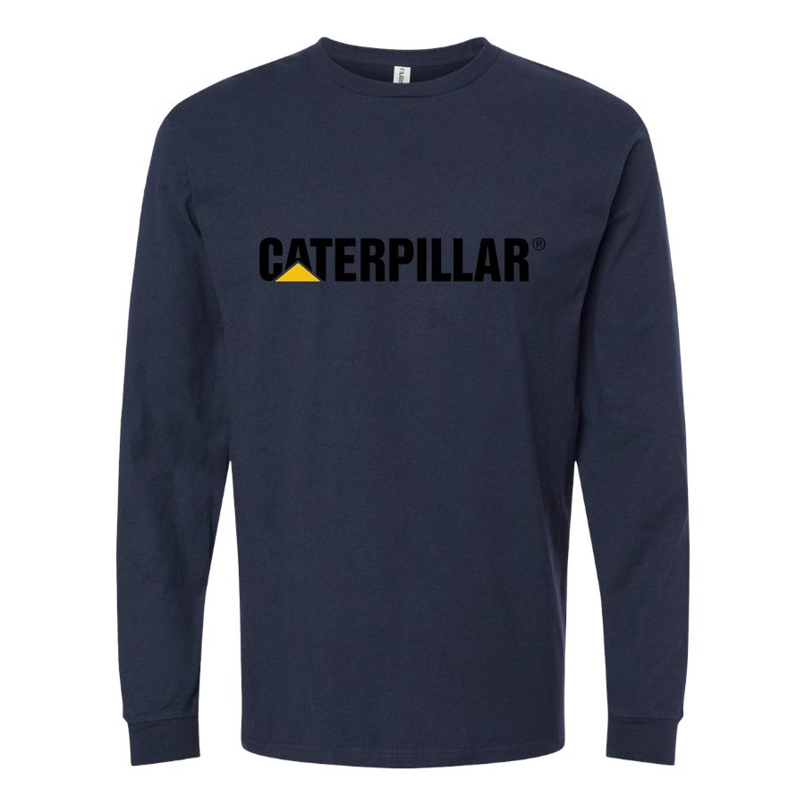 Men's Caterpillar-Logo Black Long sleeves Cotton Blend T-Shirt - Navy