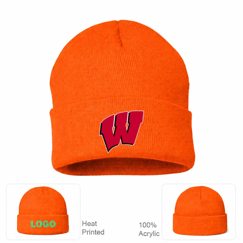 Wisconsin Badgers Orange Beanie Hat