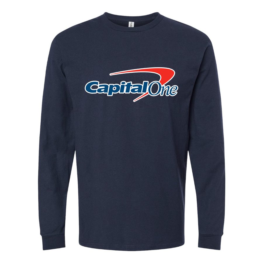 Men's Capital-One-Logo-1536x864 Long sleeves Cotton Blend T-Shirt - Navy