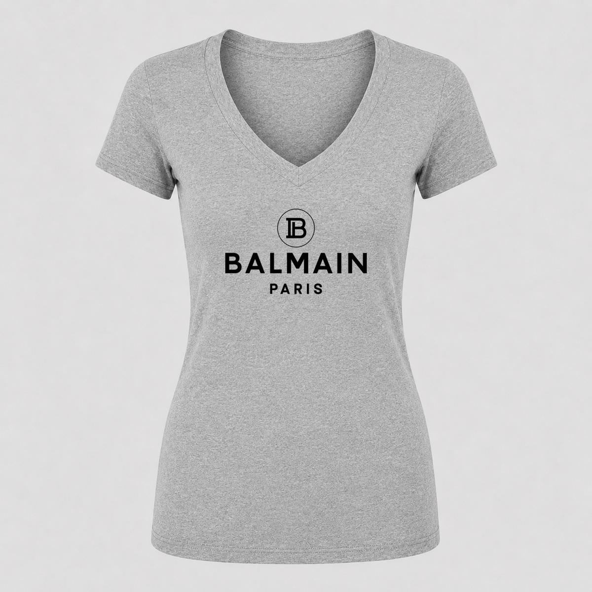 Women's Balmain Paris V Neck T-Shirt in gray
