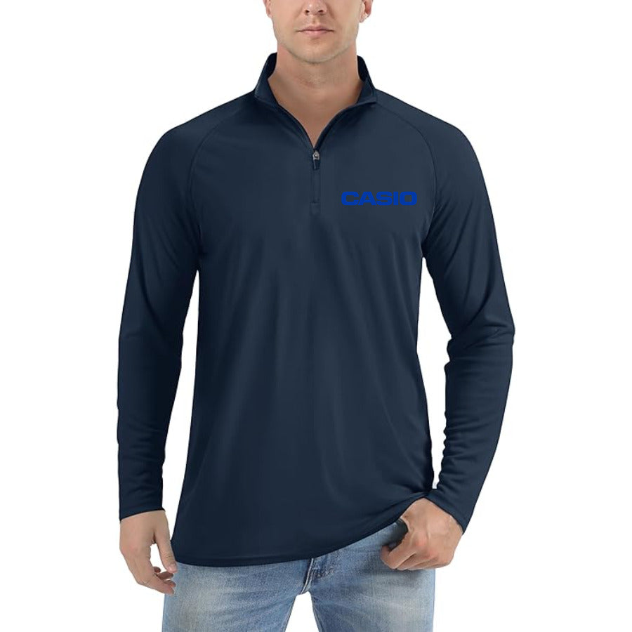 Casio quarter-zip athletic shirt in Navy
