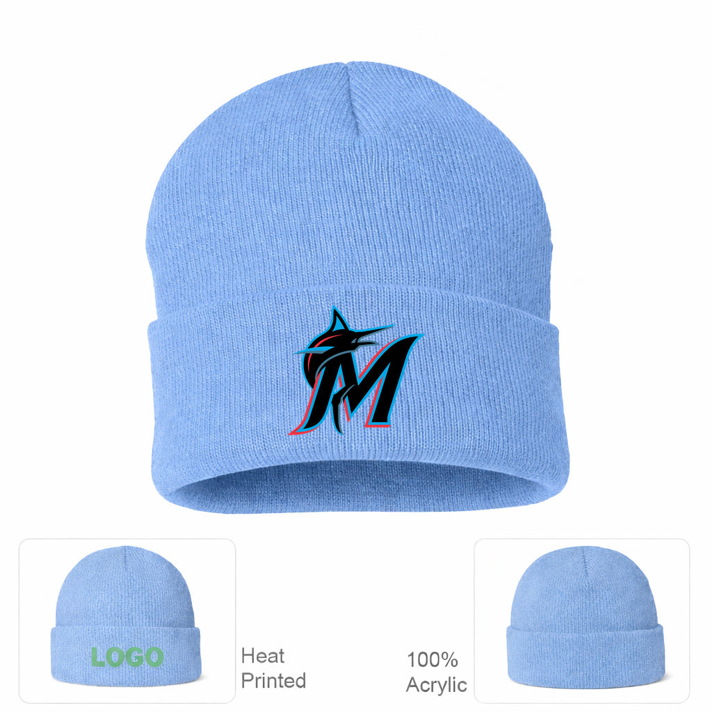 MLB Miami Marlins Beanie Hat - Sky Blue