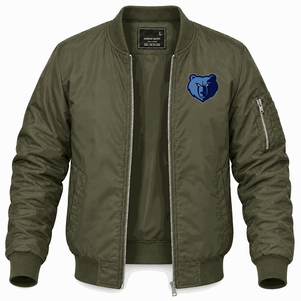 Men's Memphis Grizzlies Lightweight Bomber Jacket - Army Green