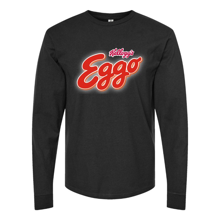 Men's Eggo-Kelloggs-Logo-food Long sleeves Cotton Blend T-Shirt - Black