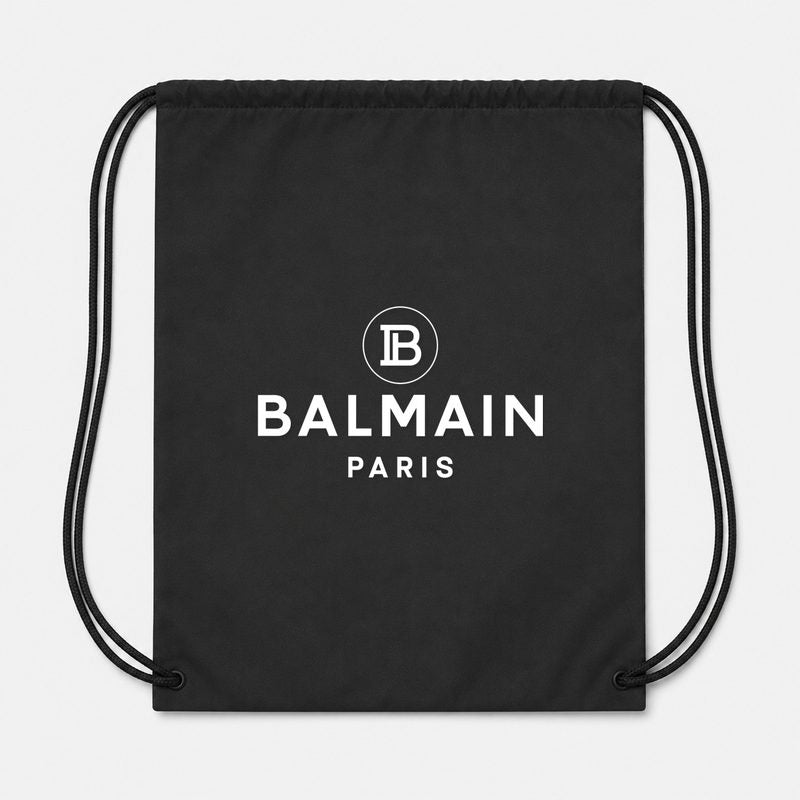 Balmain Paris White Drawstring Bag - Black