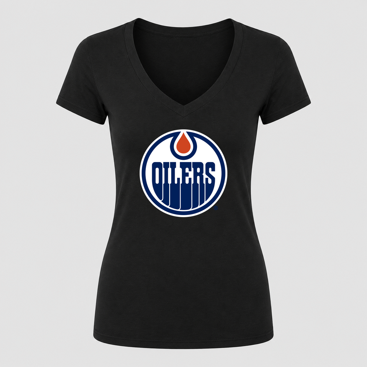 Women's Edmonton Oilers V Neck T-Shirt in black