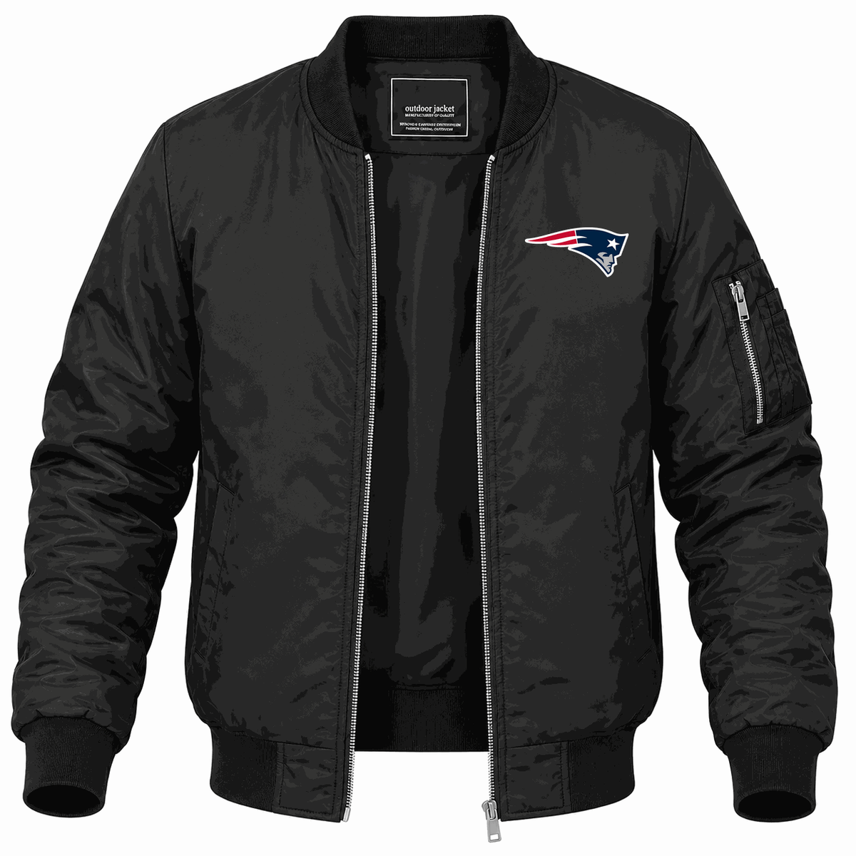 Men's New England Patriots Lightweight Bomber Jacket - Black