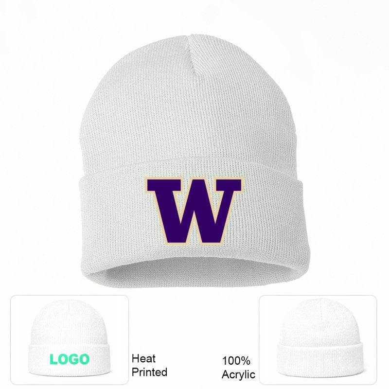 Washington Huskies White Beanie Hat