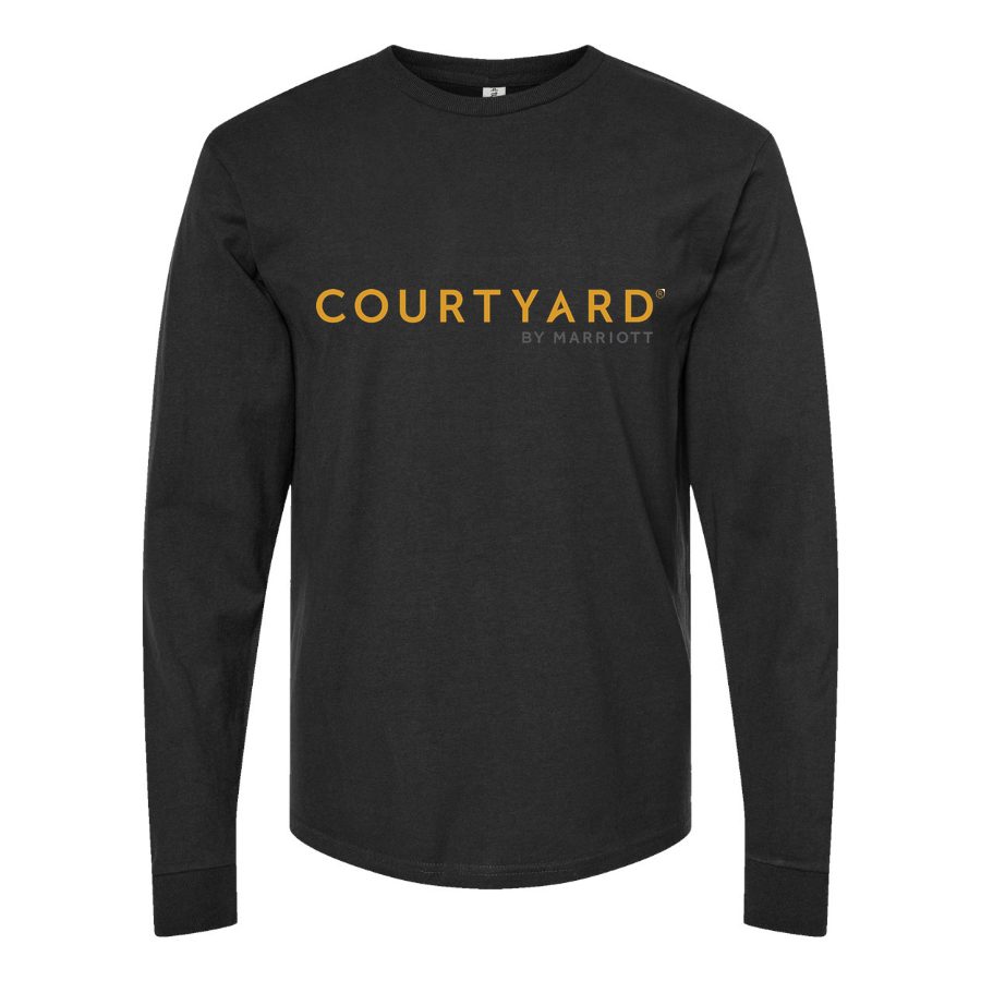 Men's Courtyard-logo-1536x864 Long sleeves Cotton Blend T-Shirt - Black