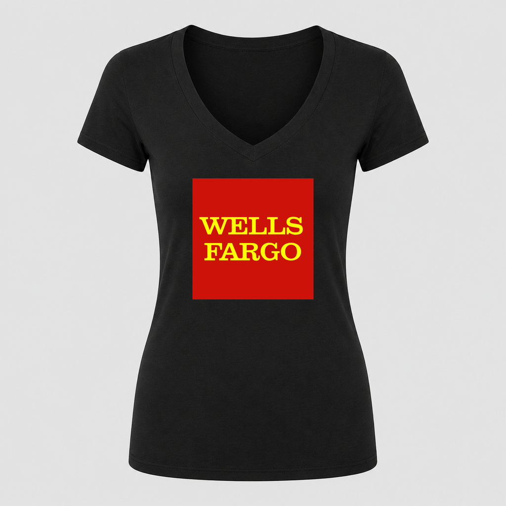 Women's Wells Fargo V Neck T-Shirt in black