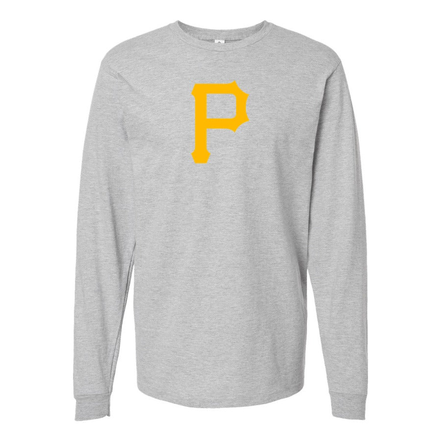 Men's Pittsburgh Pirates Long sleeves Cotton Blend T-Shirt - Gray