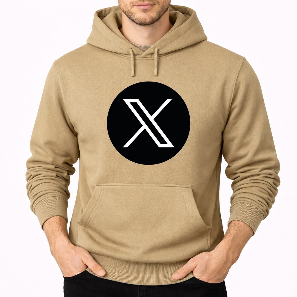 Men's Twitter X Pullover Hoodie - Tan