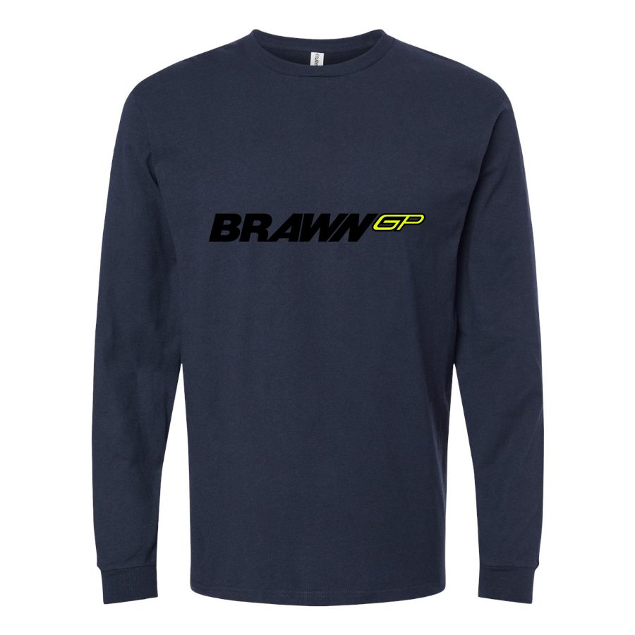 Men's Brawn GP Long sleeves Cotton Blend T-Shirt - Navy