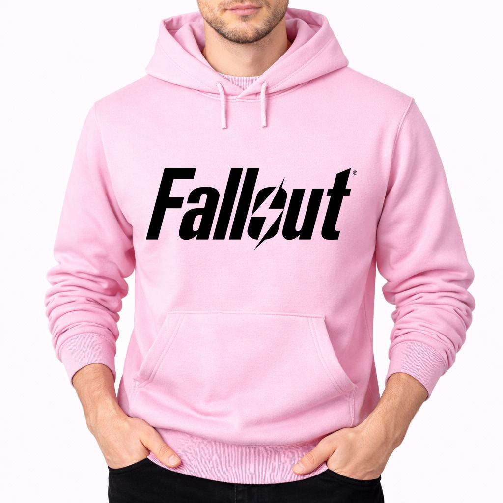Men's Fallout Black Pullover Hoodie - Pink