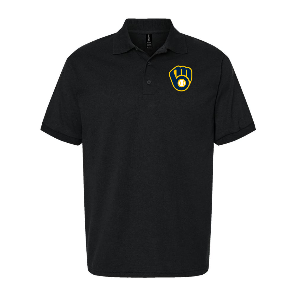 Men's Milwaukee Brewers Dry Blend Polo - Black