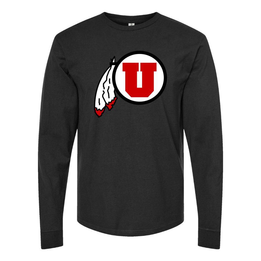 Men's Utah Utes Logo Long sleeves Cotton Blend T-Shirt - Black