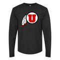 Men's Utah Utes Logo Long sleeves Cotton Blend T-Shirt - Black