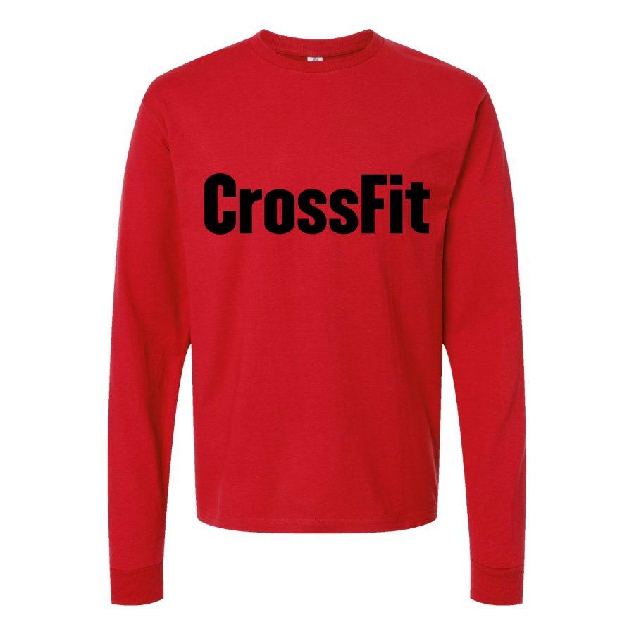 Men's CrossFit-Logo-1536x864 Long sleeves Cotton Blend T-Shirt - Red