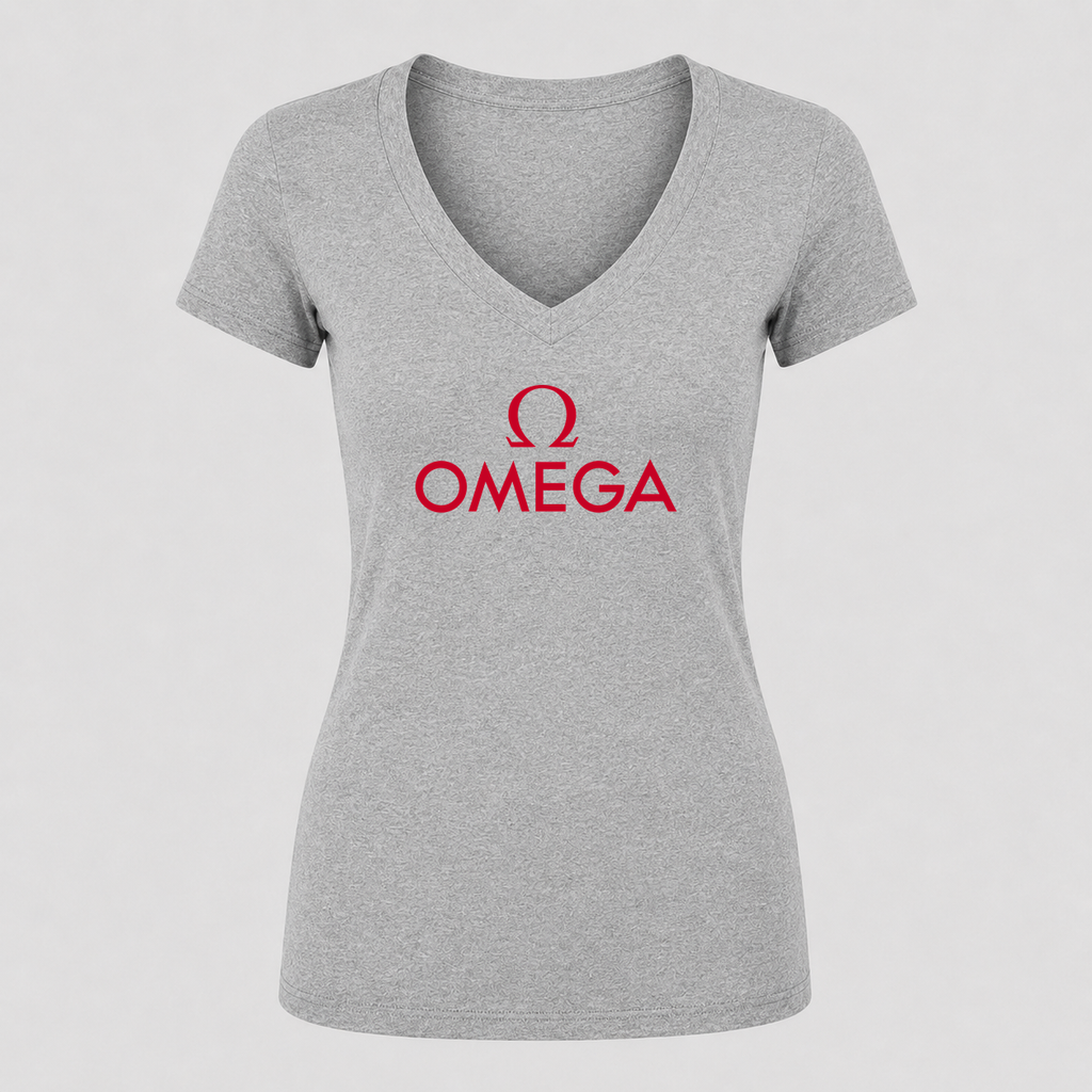 Women's Omega V Neck T-Shirt in gray