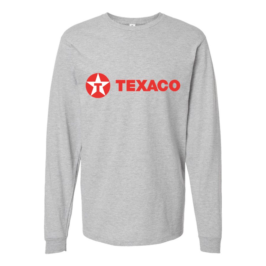 Men's Texaco-Logo-1536x864 Long sleeves Cotton Blend T-Shirt - Gray