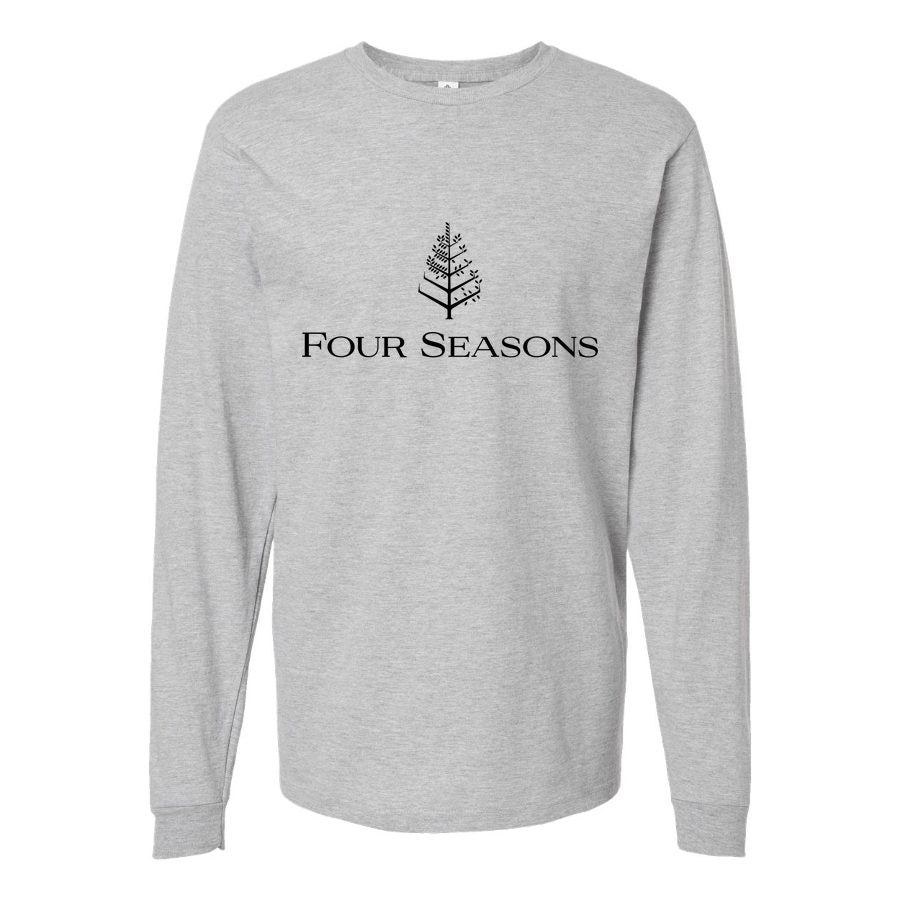 Men's Four-Seasons-Logo-1536x864 Long sleeves Cotton Blend T-Shirt - Gray