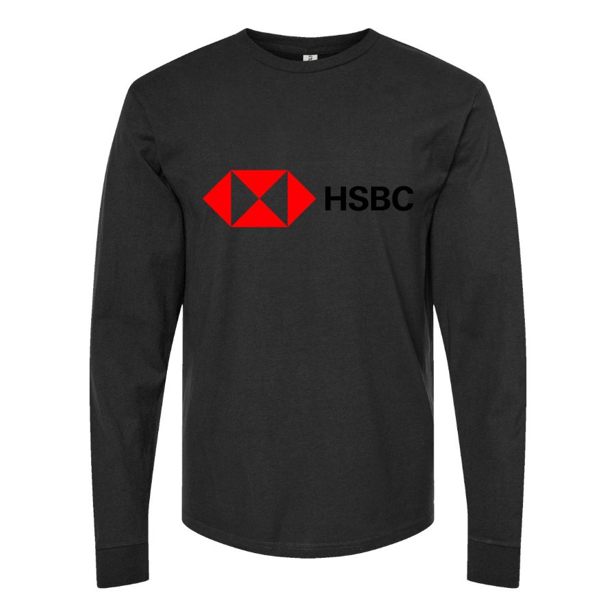 Men's HSBC-Logo-500x281-min Long sleeves Cotton Blend T-Shirt - Black