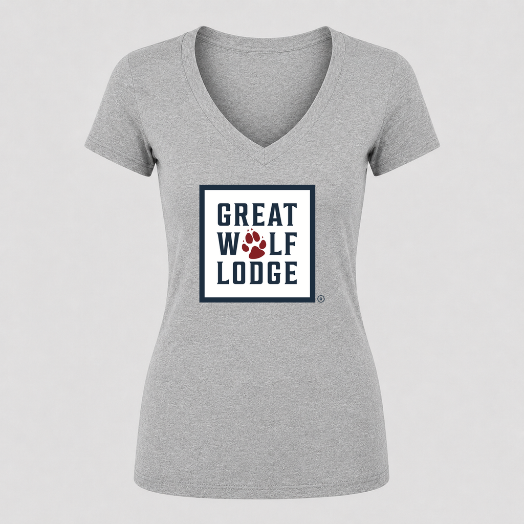 Women's Great Wolf Lodge V Neck T-Shirt in gray