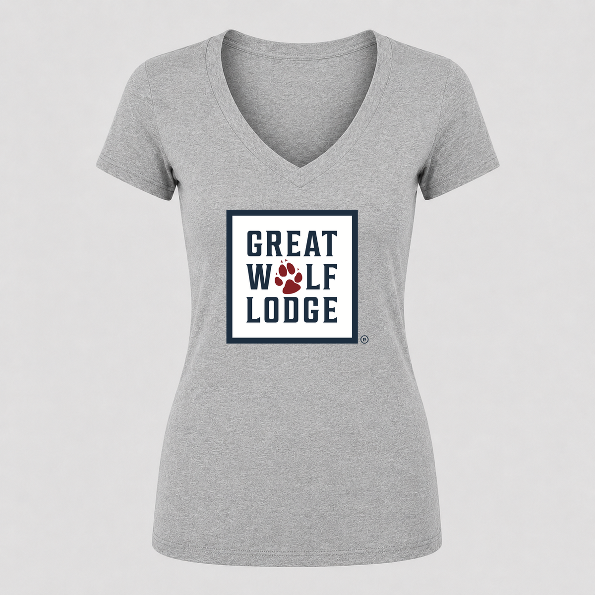 Women's Great Wolf Lodge V Neck T-Shirt in gray