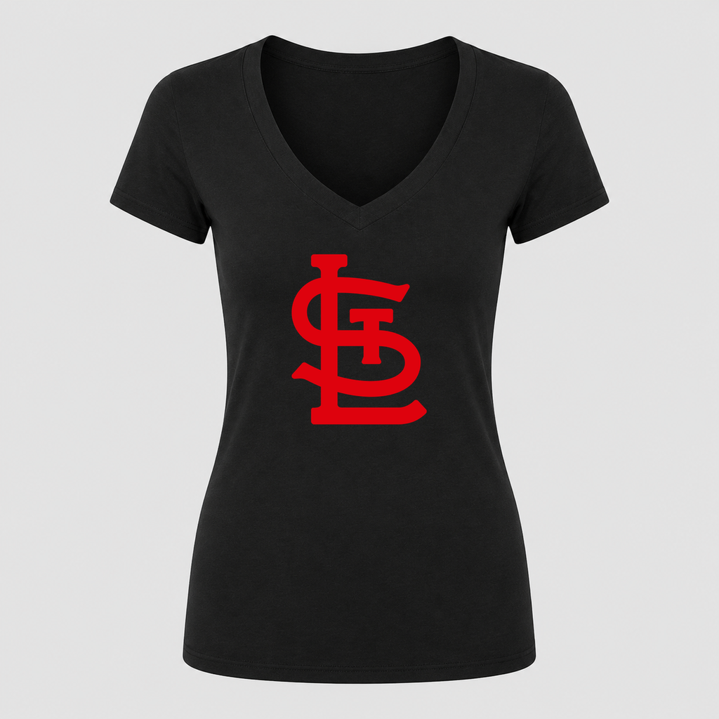 Women's St. Louis Cardinals V Neck T-Shirt in black