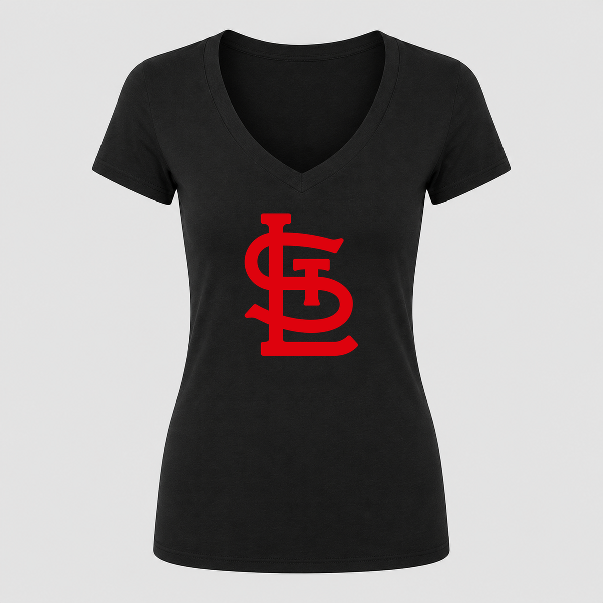 Women's St. Louis Cardinals V Neck T-Shirt in black