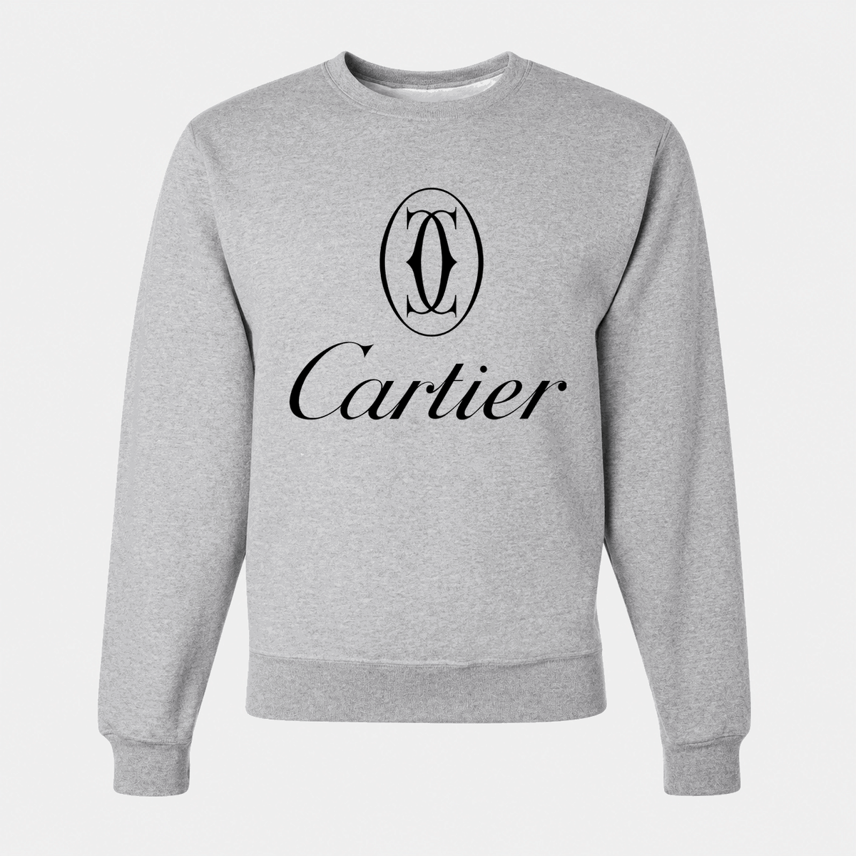 Men's Cartier Black Logo Crewneck Sweatshirt - Gray